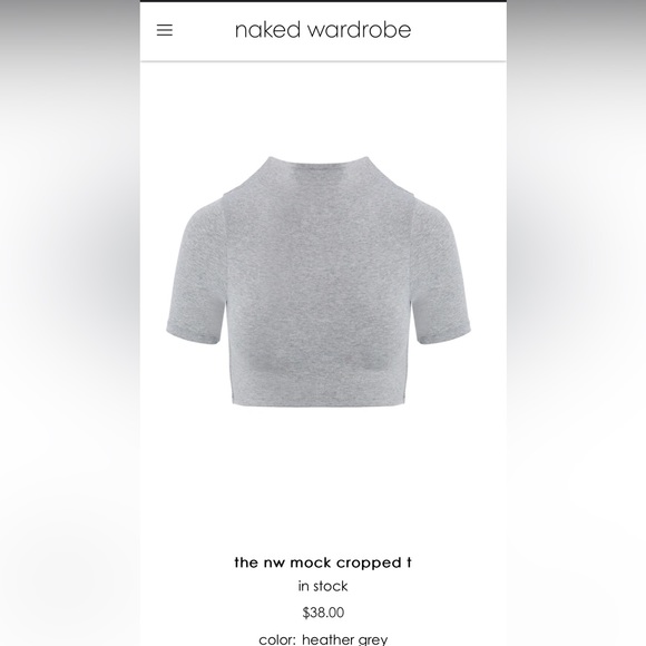 NWT- Naked Wardrobe, Nordstrom- Large- White 1/2 sleeve- Mock Neck Cropped - Picture 2 of 14